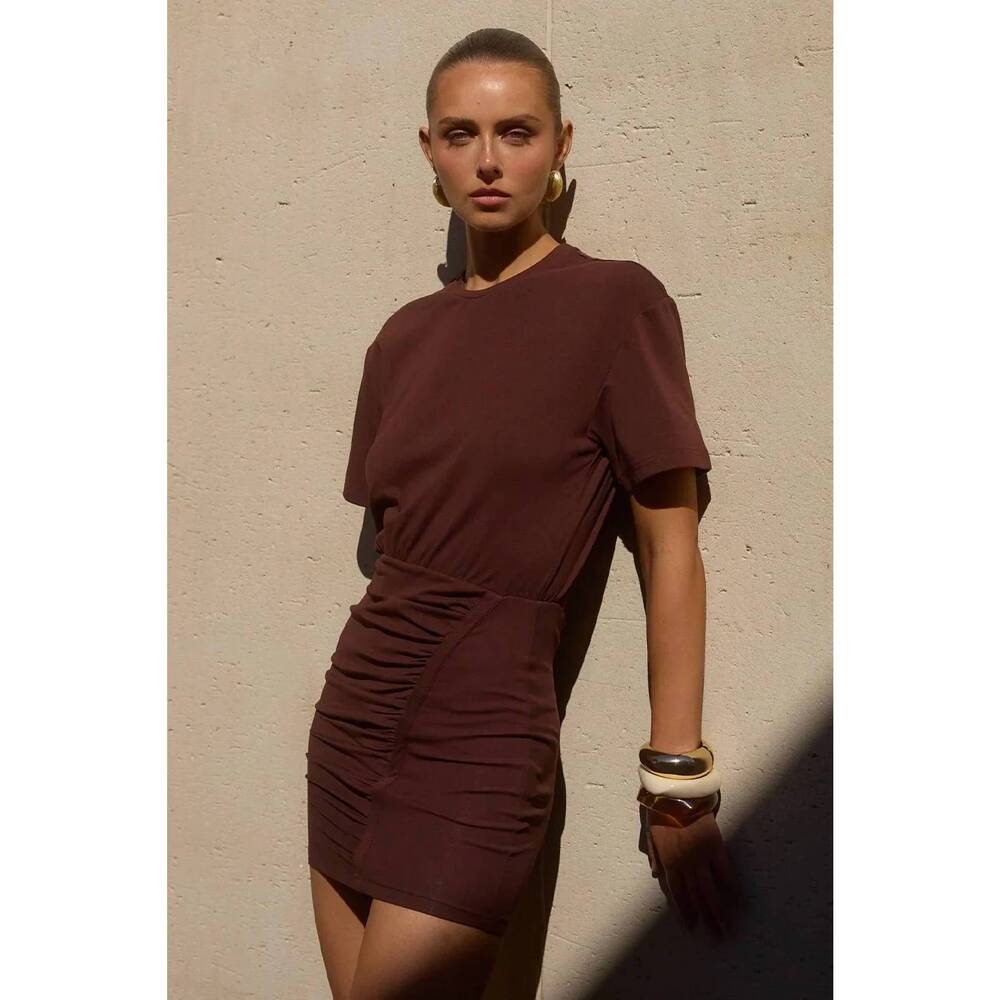NEW RUNWAY taylor mini dress in chocolate